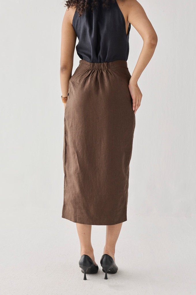 Fitted Overlap Midi Skirt in Brown from Reistor