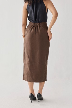 Fitted Overlap Midi Skirt in Brown from Reistor
