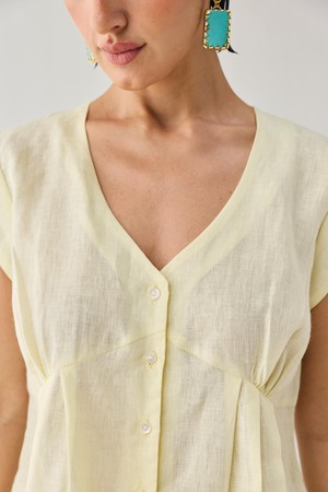 The Deep V Neck Top in Butter Lemon from Reistor