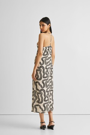 Midi Slip Dress in Black Stripes from Reistor