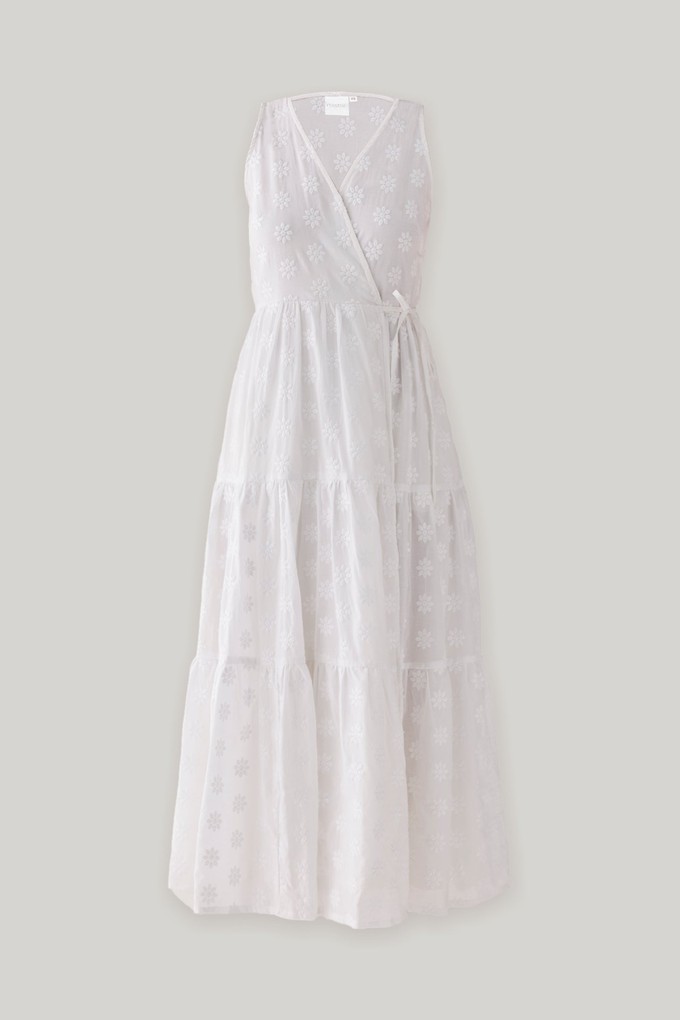 The Embroidered Tiered Wrap Maxi Dress from Reistor