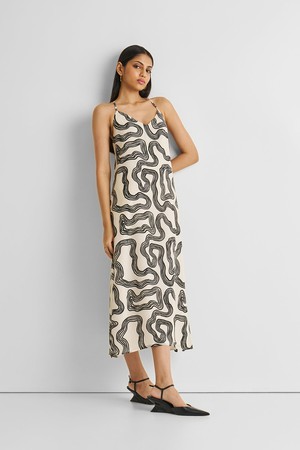 Midi Slip Dress in Black Stripes from Reistor