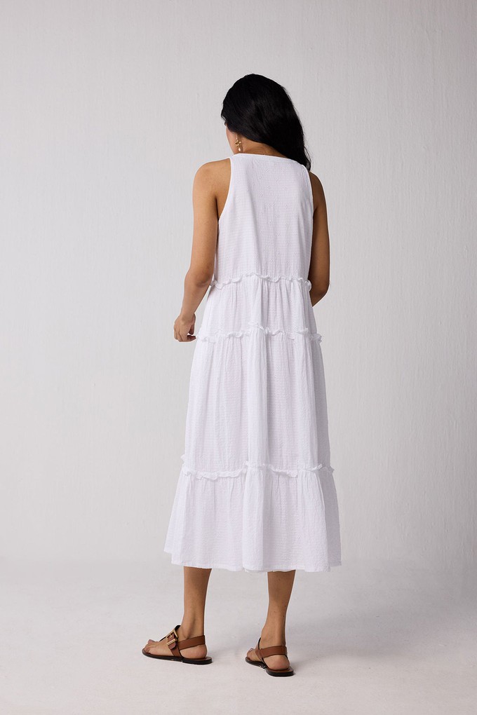 Embroidered Sleeveless Maxi Dress in White from Reistor