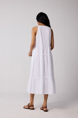 Embroidered Sleeveless Maxi Dress in White from Reistor
