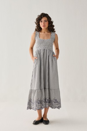 The Smocked Maxi Dress in Grey Check from Reistor