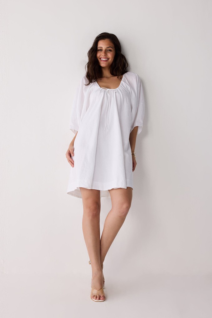 Puff Sleeved Dress with Drawstring Neckline from Reistor