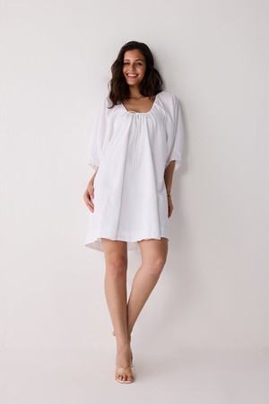 Puff Sleeved Dress with Drawstring Neckline from Reistor