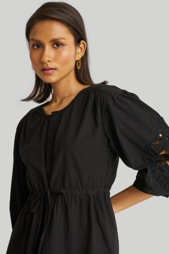Shirt Dress with Balloon Sleeves in Black from Reistor