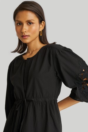 Shirt Dress with Balloon Sleeves in Black from Reistor