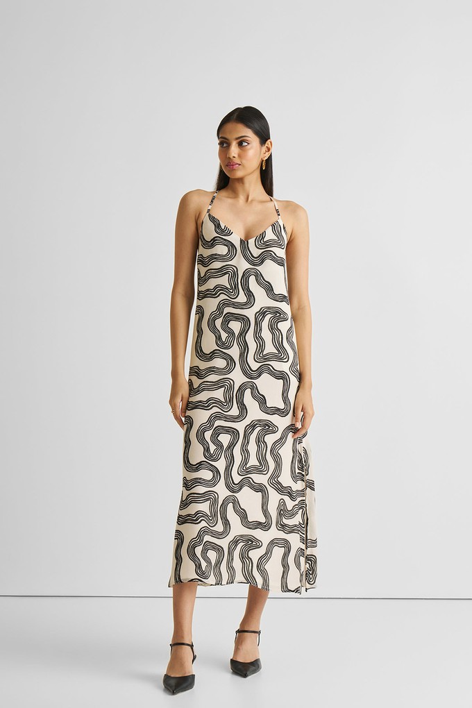 Midi Slip Dress in Black Stripes from Reistor