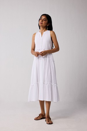 Embroidered Sleeveless Maxi Dress in White from Reistor