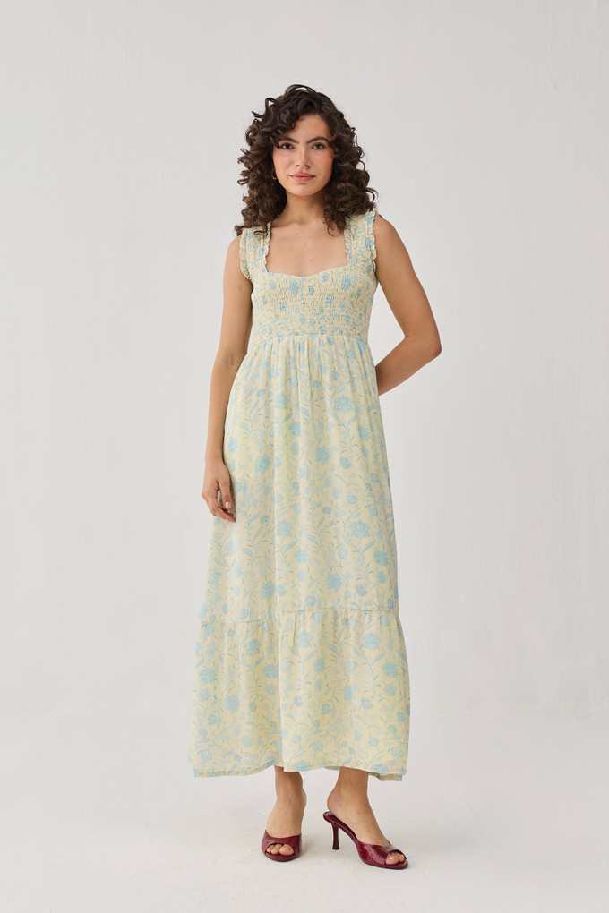The Smocked Maxi Dress in Yellow Florals from Reistor
