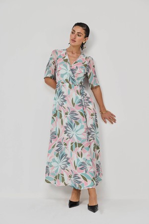 Maxi Wrap Dress in Multi Florals from Reistor