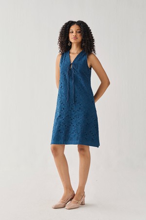 Sleeveless Knee-Length Dress in Blue from Reistor