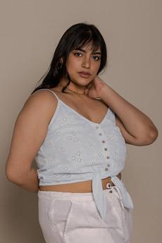Pool Day Tan Lines Top in Blue via Reistor