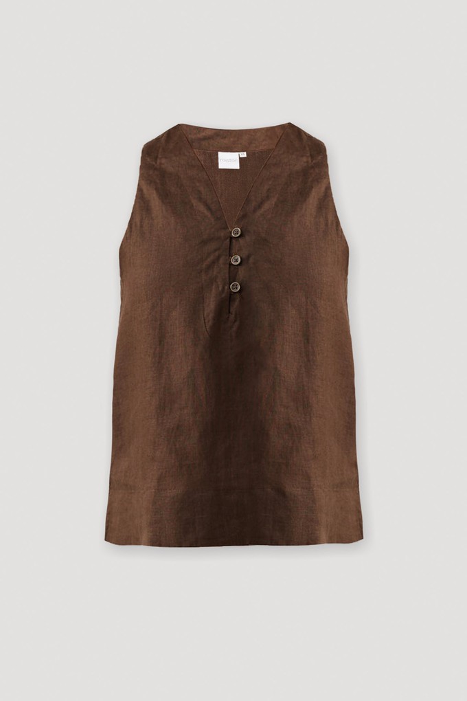 The Button Neck Top in Brown from Reistor
