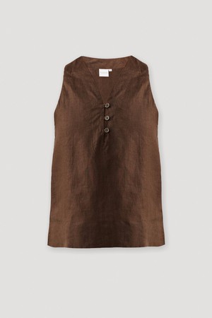 The Button Neck Top in Brown from Reistor