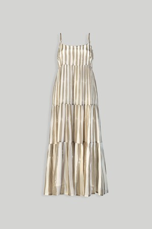 Strappy Tiered Maxi Dress in Beige Stripes from Reistor
