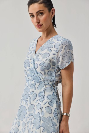 Maxi Wrap Dress in Soft Blue Florals from Reistor