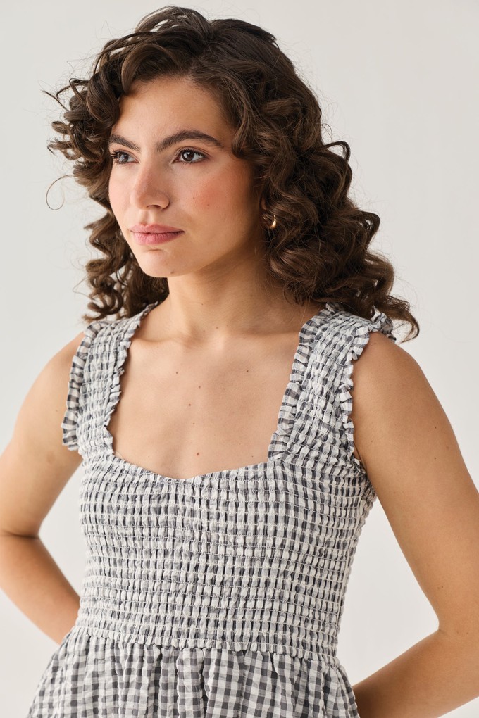 The Smocked Maxi Dress in Grey Check from Reistor