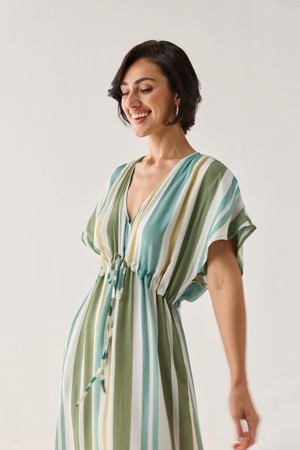 Gathered Maxi Dress in Stripes from Reistor