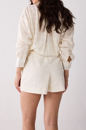 Oversized Shirt & Shorts Set in Off-White Textured Cotton from Reistor