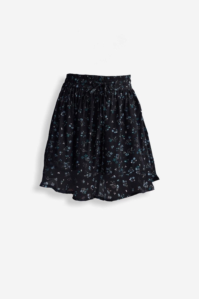 Drawstring Short Skirt in Dark Blue Florals from Reistor