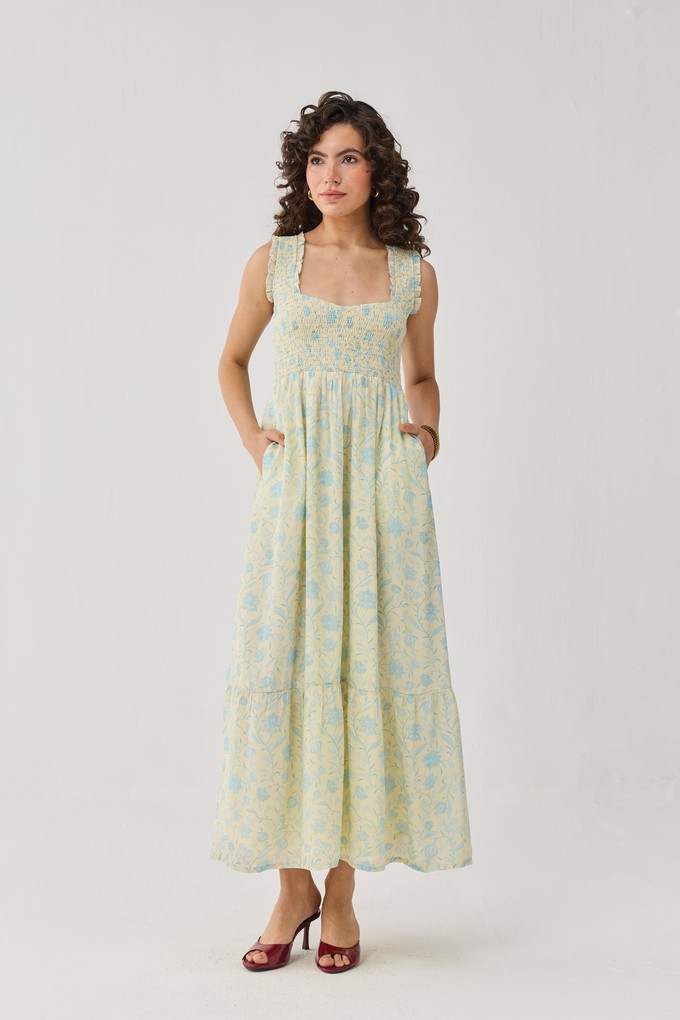 The Smocked Maxi Dress in Yellow Florals from Reistor