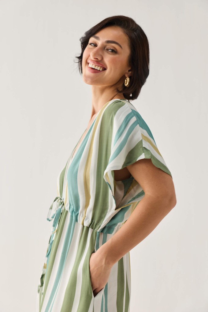 Gathered Maxi Dress in Stripes from Reistor