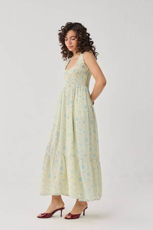 The Smocked Maxi Dress in Yellow Florals from Reistor