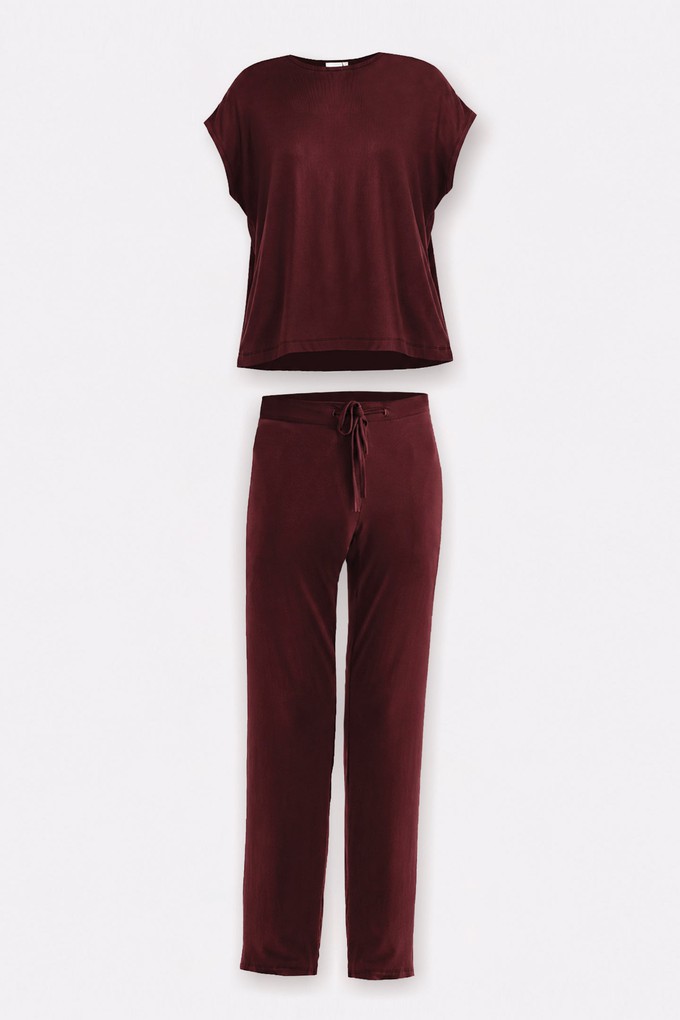 Relaxed Tee Set in Merlot from Reistor