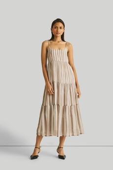 Strappy Tiered Maxi Dress in Beige Stripes via Reistor