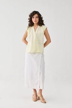 V-neck Overlap Top in Butter Lemon via Reistor