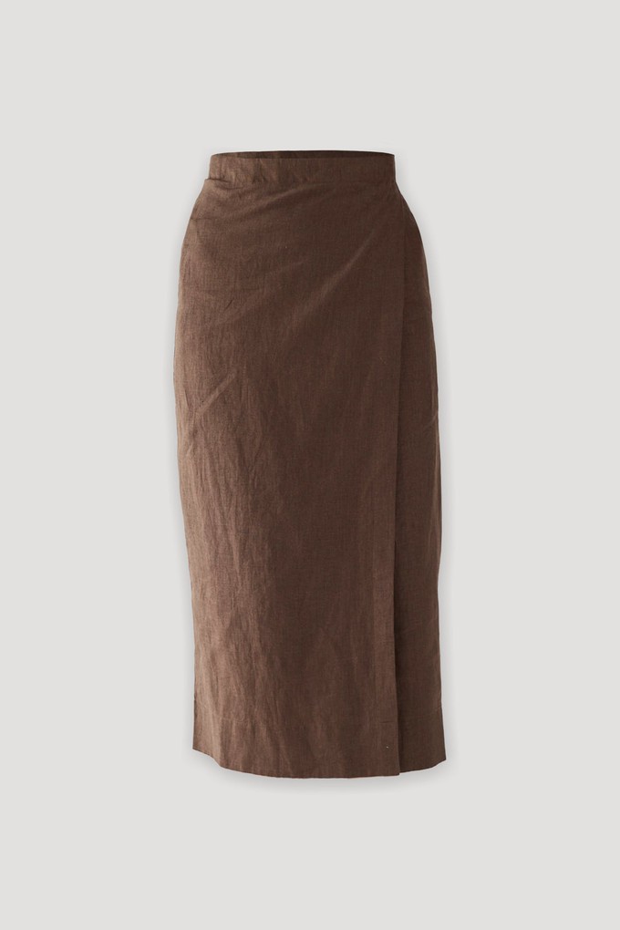 Fitted Overlap Midi Skirt in Brown from Reistor