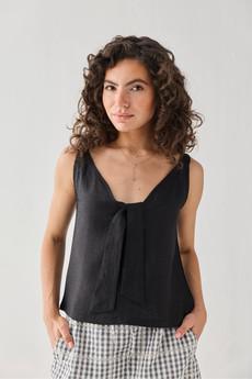 Hemp Front Tie Cami Top in Black via Reistor
