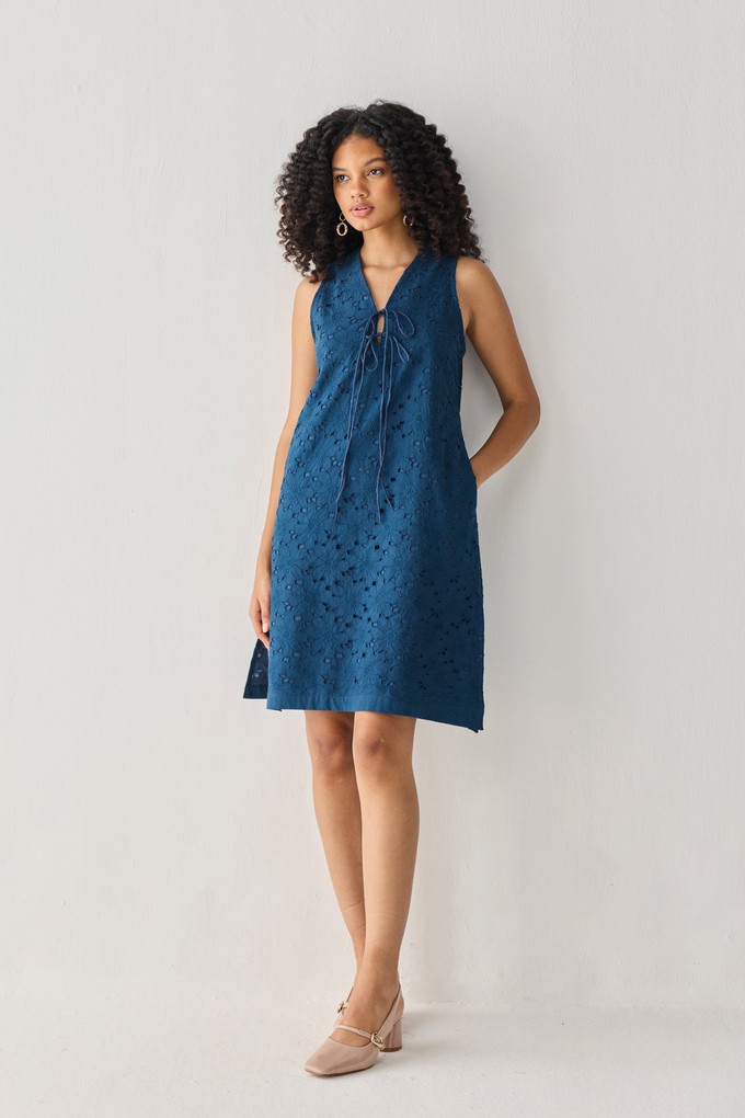 Sleeveless Knee-Length Dress in Blue from Reistor