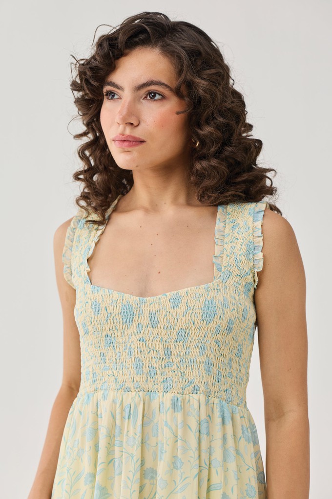 The Smocked Maxi Dress in Yellow Florals from Reistor