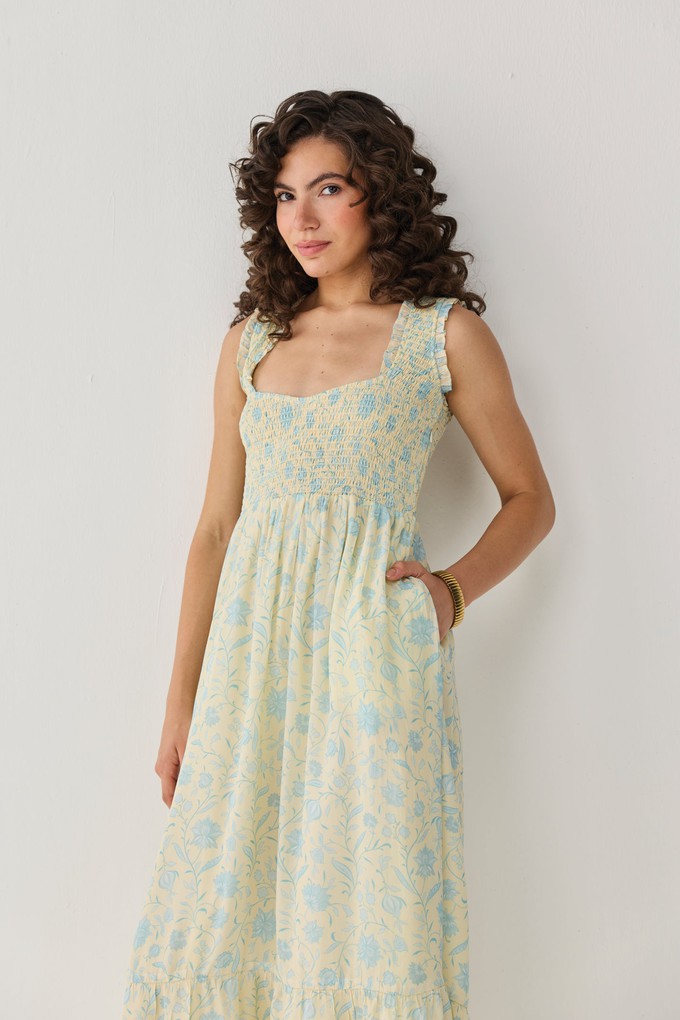 The Smocked Maxi Dress in Yellow Florals from Reistor