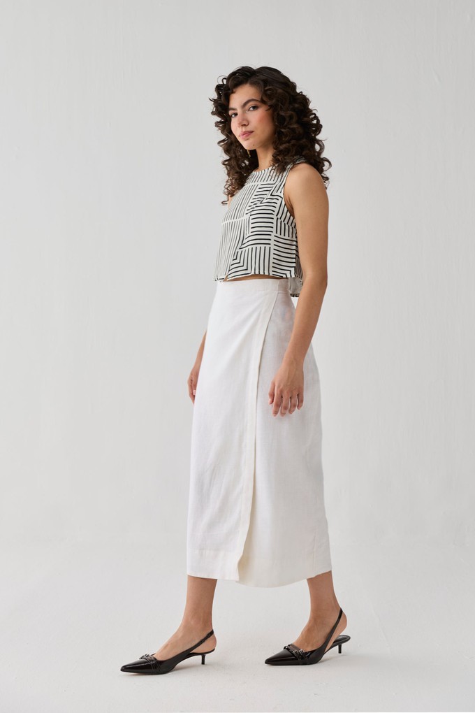 Fitted Overlap Midi Skirt in Off-White from Reistor