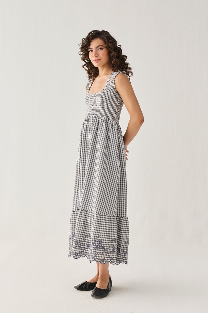 The Smocked Maxi Dress in Grey Check from Reistor