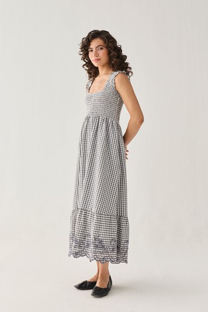 The Smocked Maxi Dress in Grey Check from Reistor