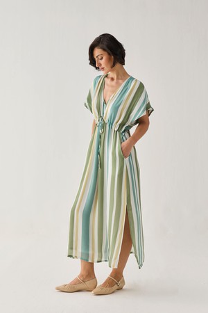 Gathered Maxi Dress in Stripes from Reistor