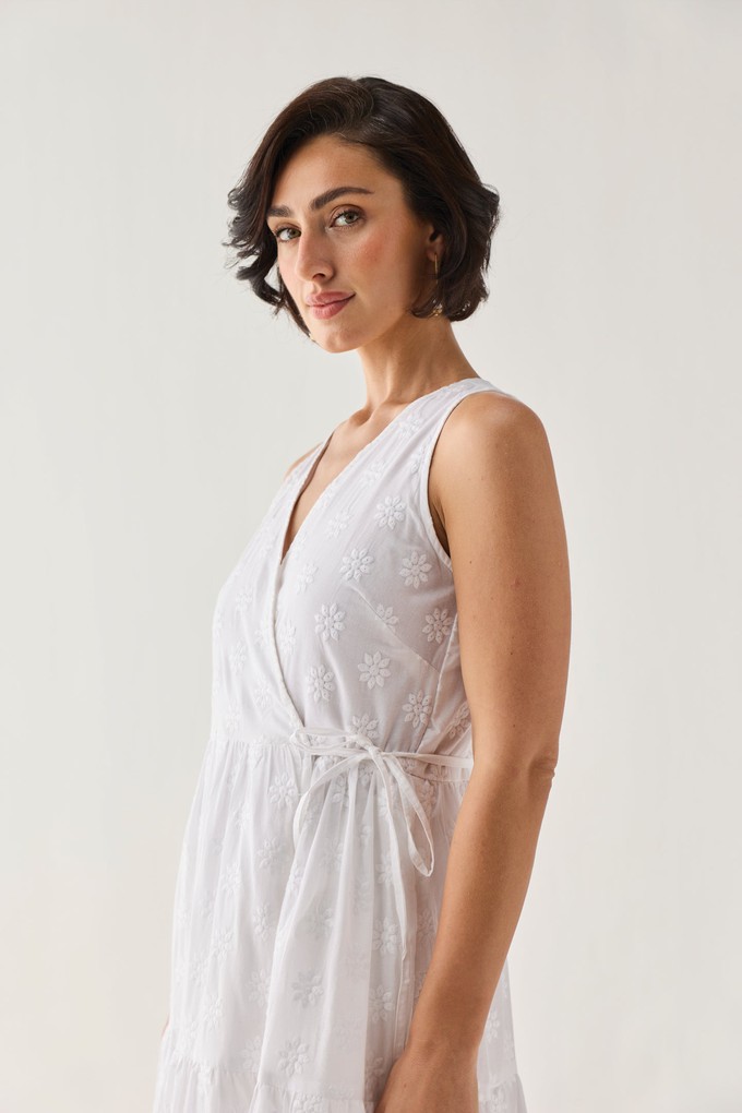 The Embroidered Tiered Wrap Maxi Dress from Reistor