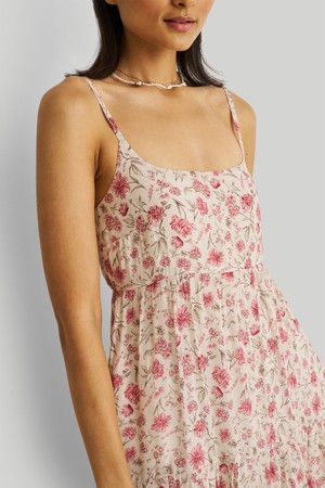 Strappy Tiered Maxi Dress in Pink Florals from Reistor