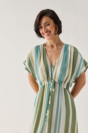 Gathered Maxi Dress in Stripes from Reistor