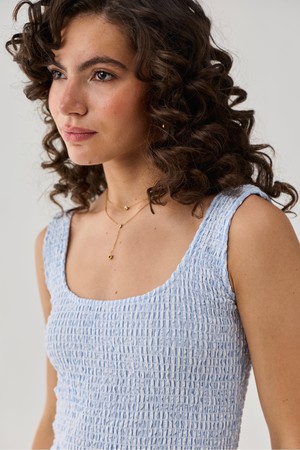 Smocked Short Dress in Blue Stripes from Reistor