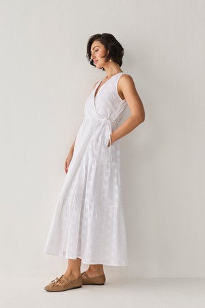 The Embroidered Tiered Wrap Maxi Dress from Reistor