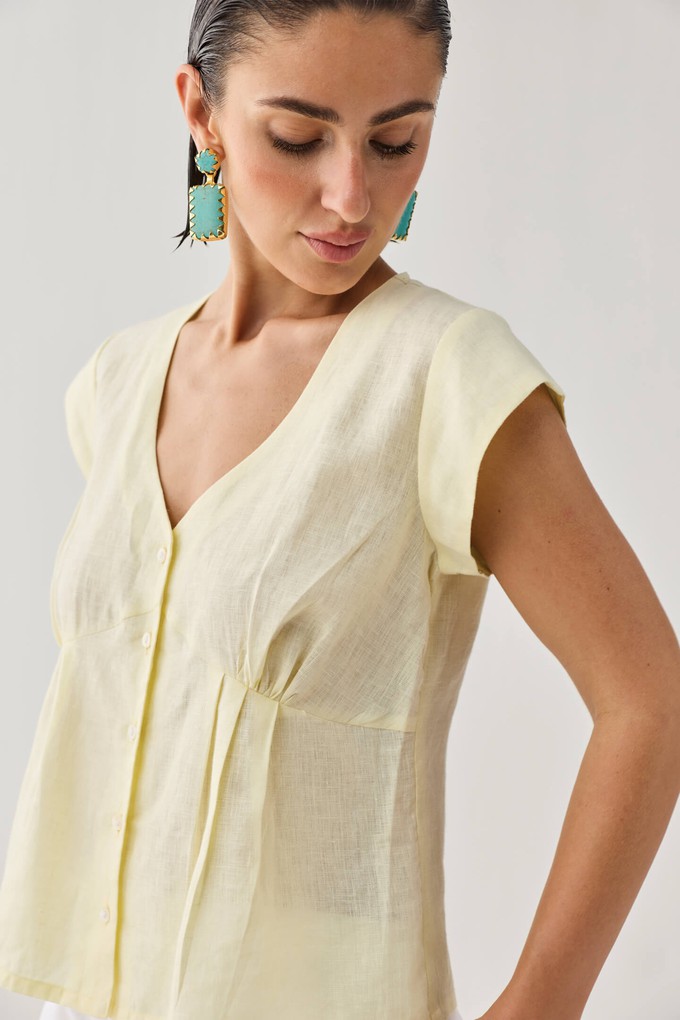 The Deep V Neck Top in Butter Lemon from Reistor