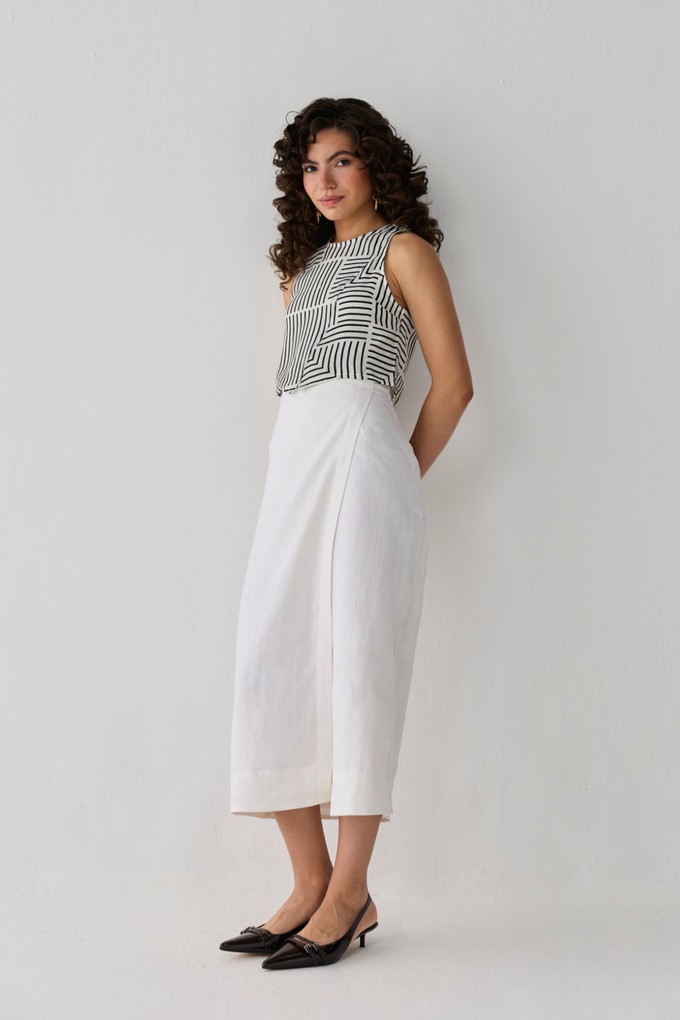 Fitted Overlap Midi Skirt in Off-White from Reistor
