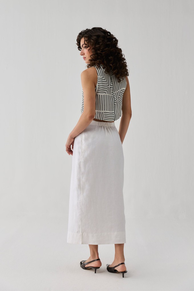 Fitted Overlap Midi Skirt in Off-White from Reistor